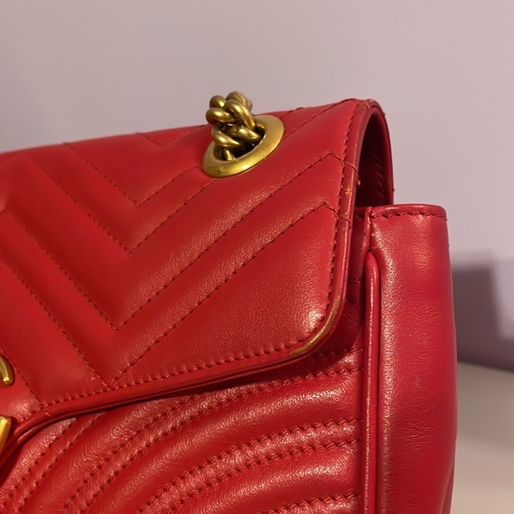 Red GG Marmont small shoulder bag - Picture 5 of 13